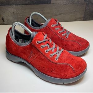 Dansko red suede walking shoes